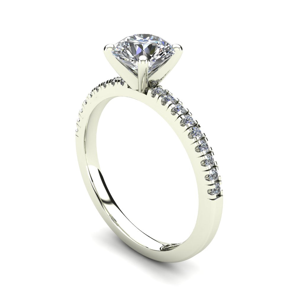 Chloe Round Brilliant Cut Lab Grown Engagement Ring in white gold, three-quarter view from the other side
