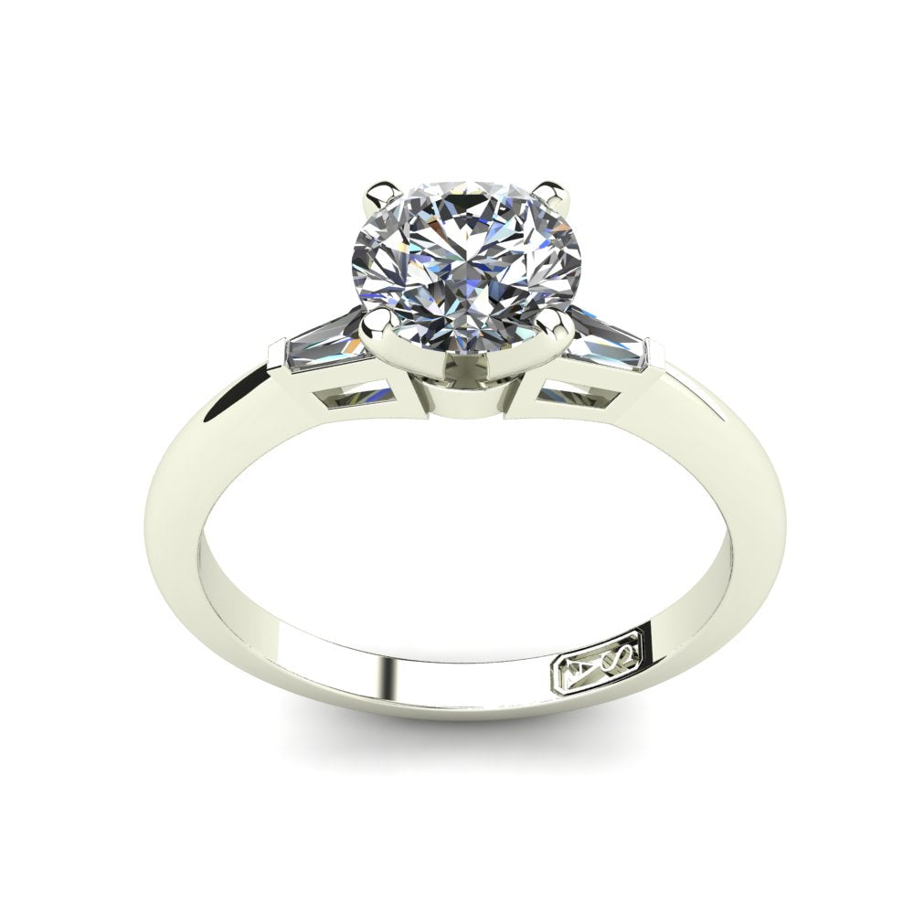 Marni Round Brilliant Cut Engagement Ring in white gold, top view, as seen on the hand