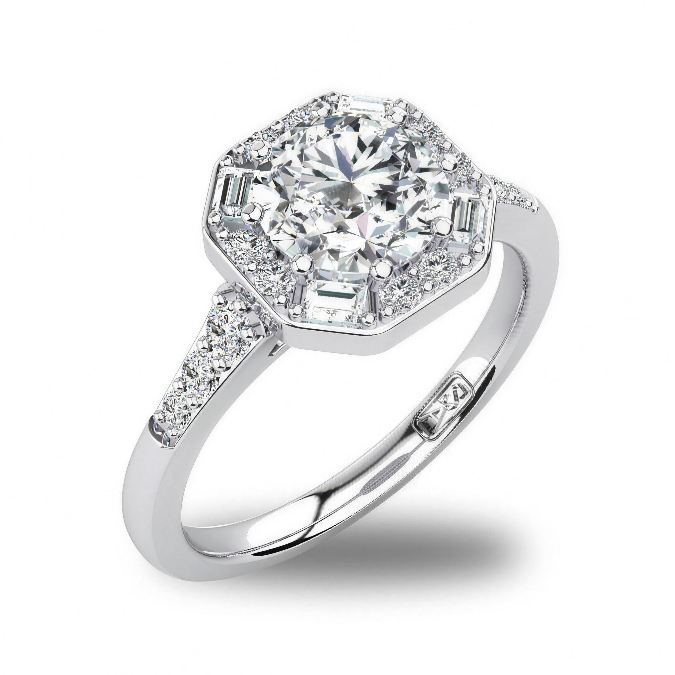 'April' Round Brilliant Cut Engagement Ring
