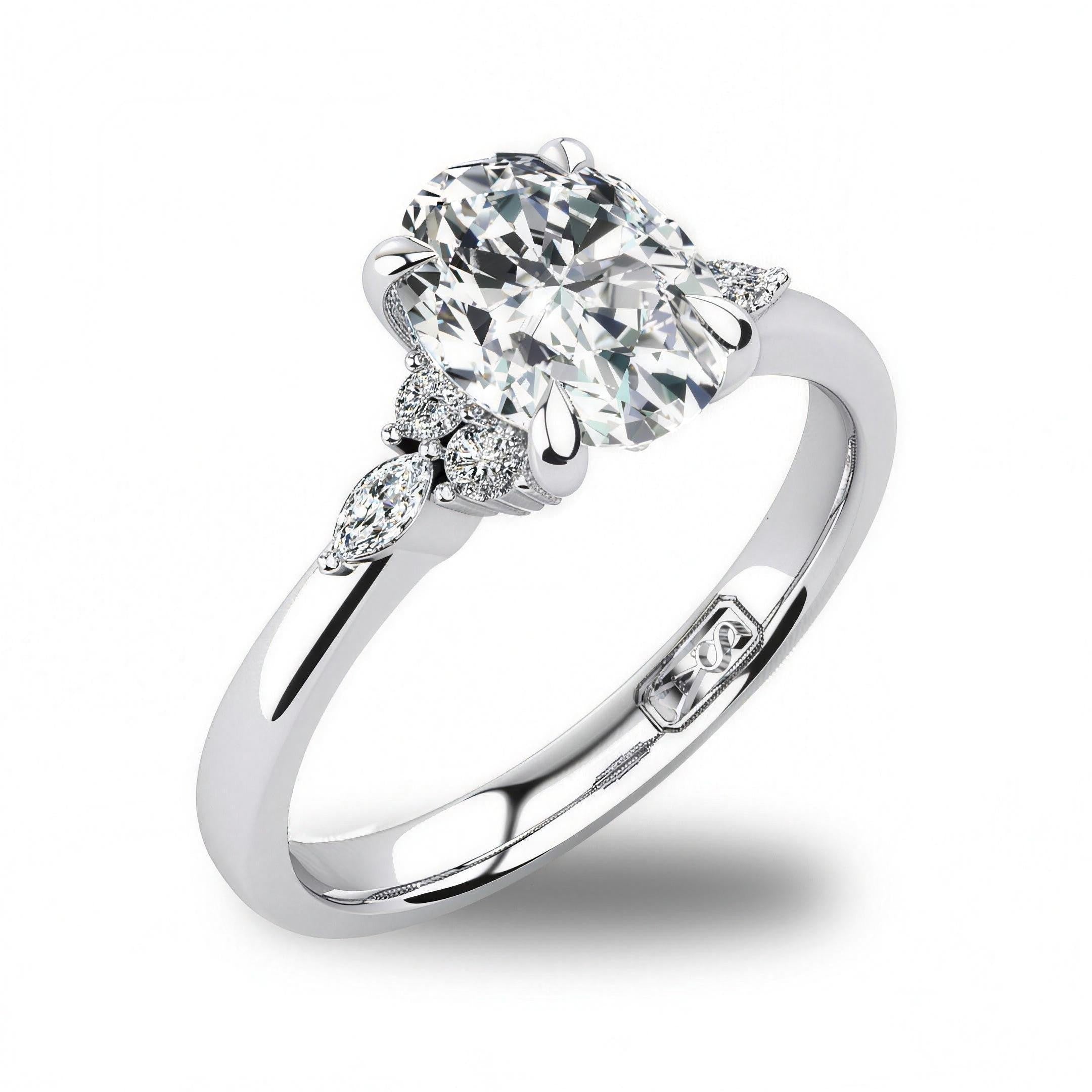 'Edith' Oval Cut Lab Grown Engagement Ring