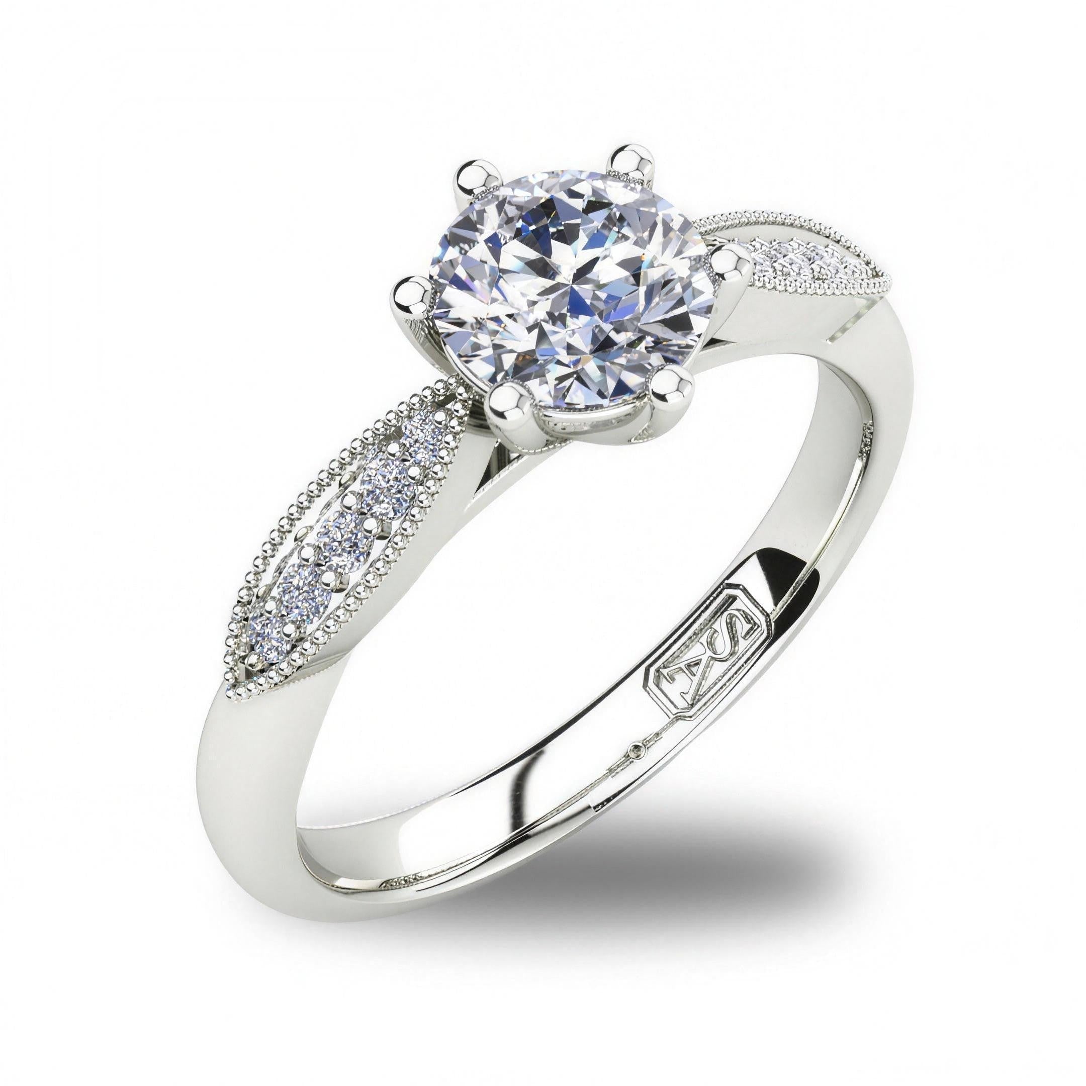 'Elise' Round Brilliant Cut Lab Grown Engagement Ring