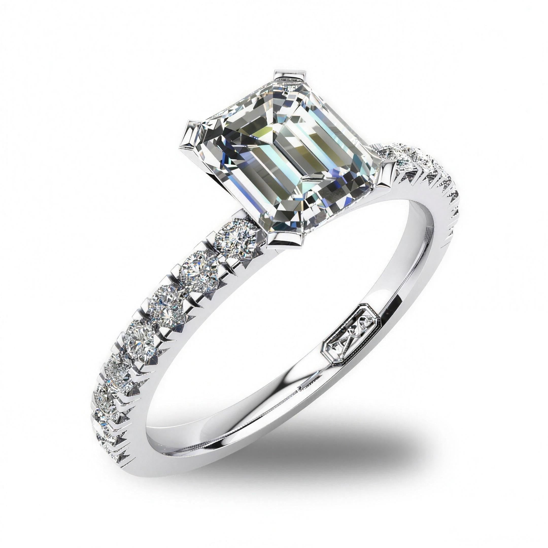 'Emily' Emerald Cut Lab Grown Engagement Ring
