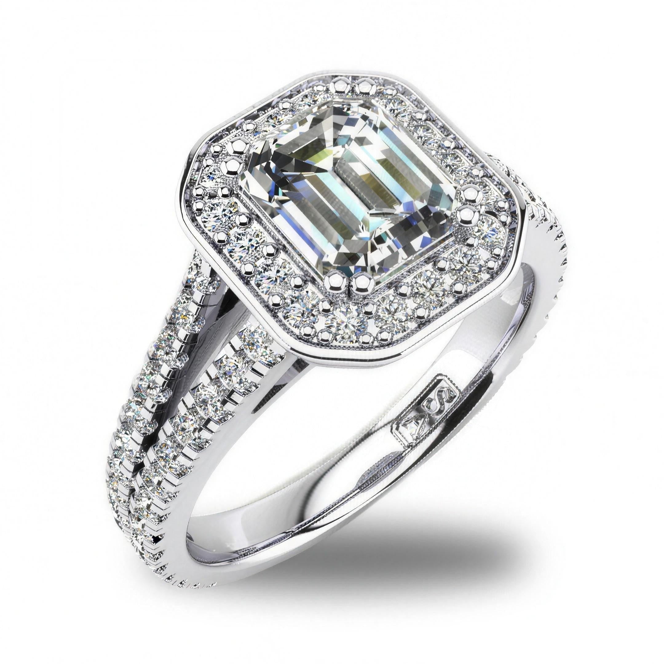 'Flora' Emerald Cut Lab Grown Engagement Ring