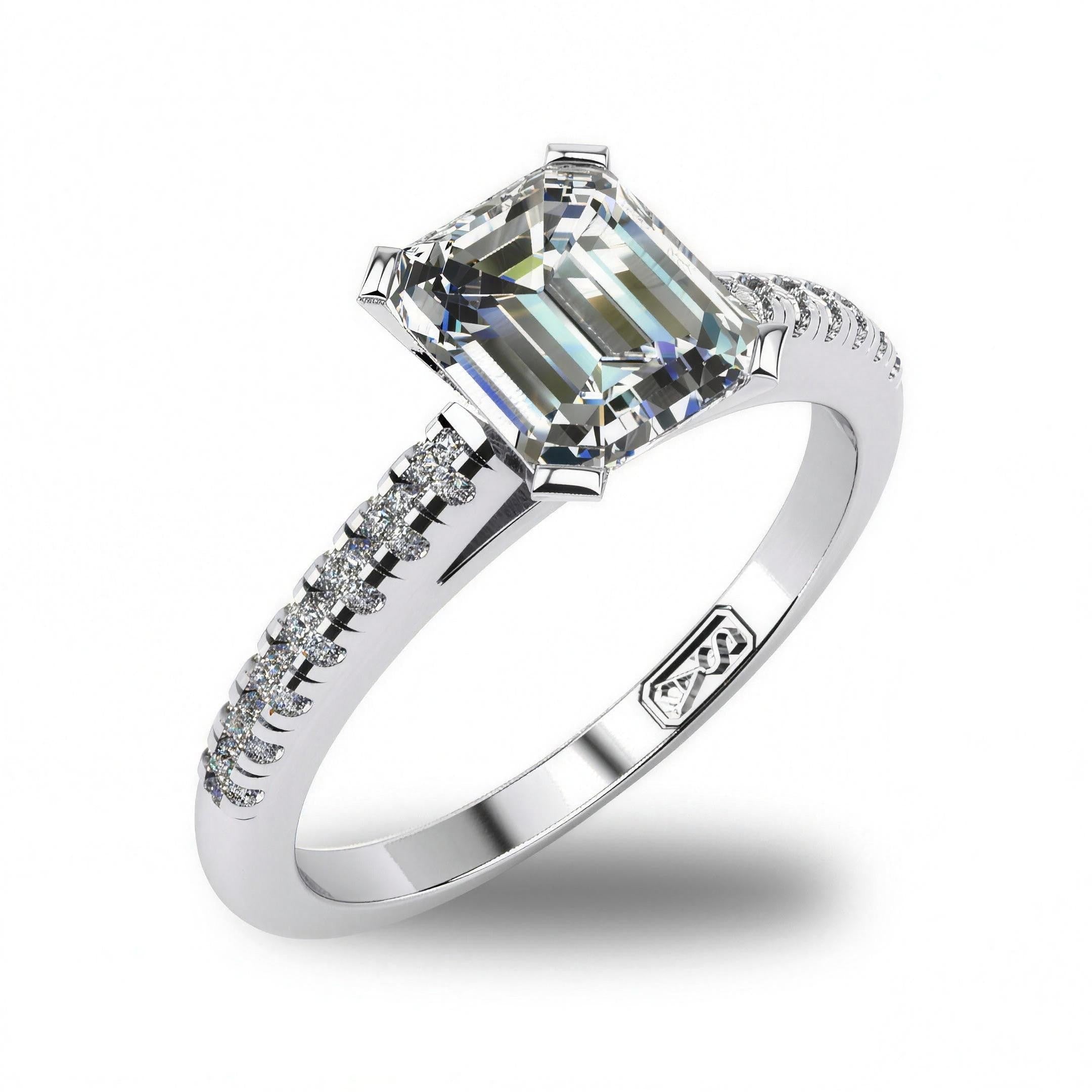 'Julia' Emerald Cut Lab Grown Engagement Ring