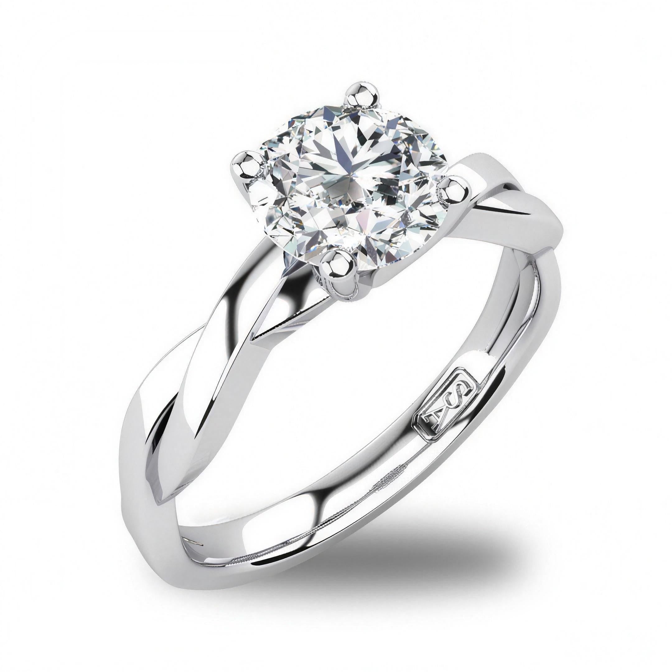'Kris' Round Brilliant Cut Lab Grown Engagement Ring