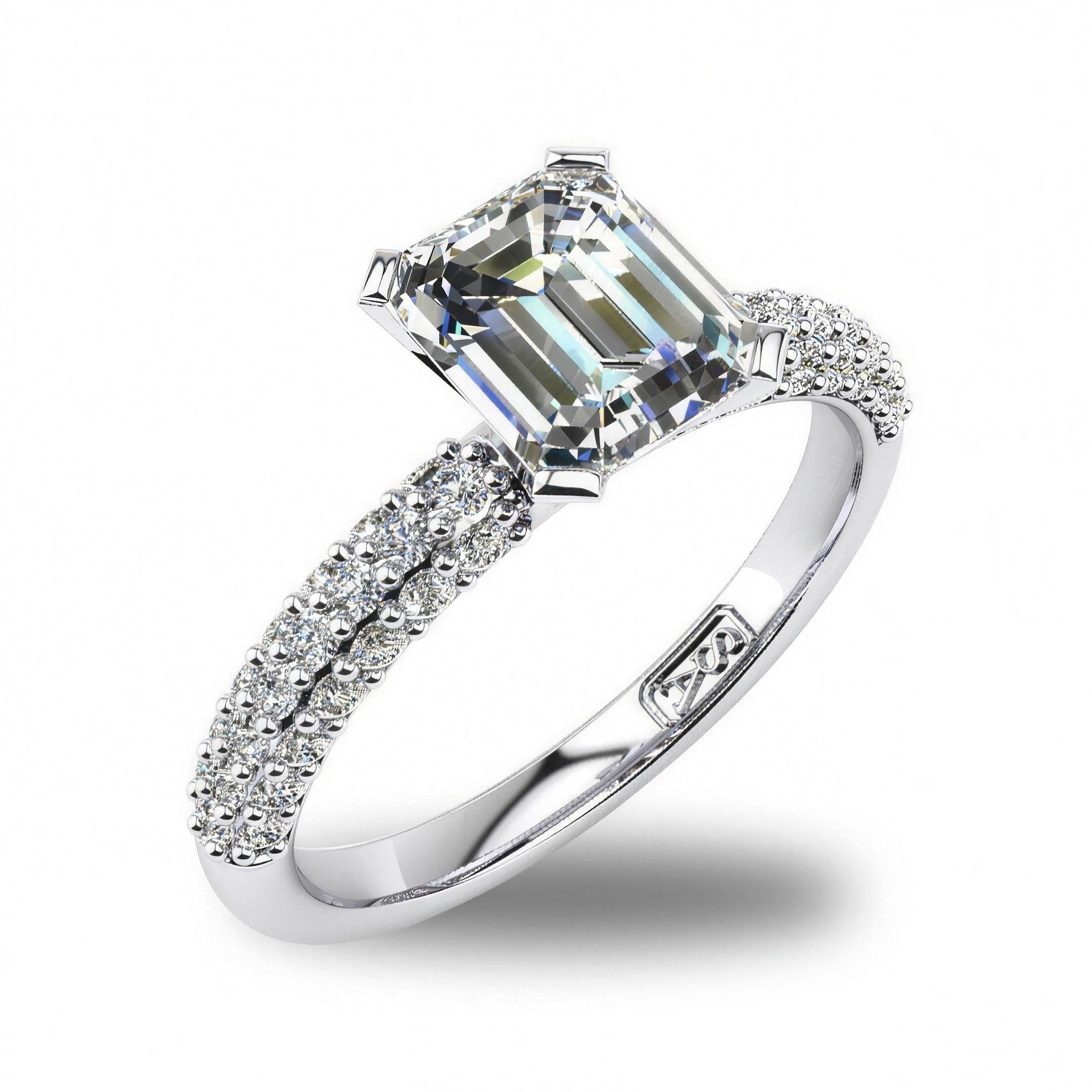'Kylie' Emerald Cut Lab Grown Engagement Ring