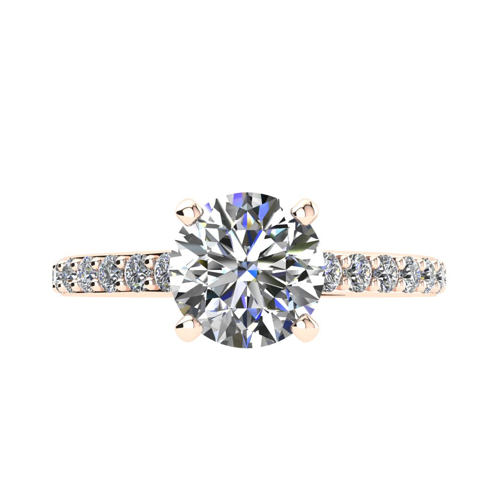 'Sasha' Round Brilliant Cut Lab Grown Engagement Ring in rose gold, top view
