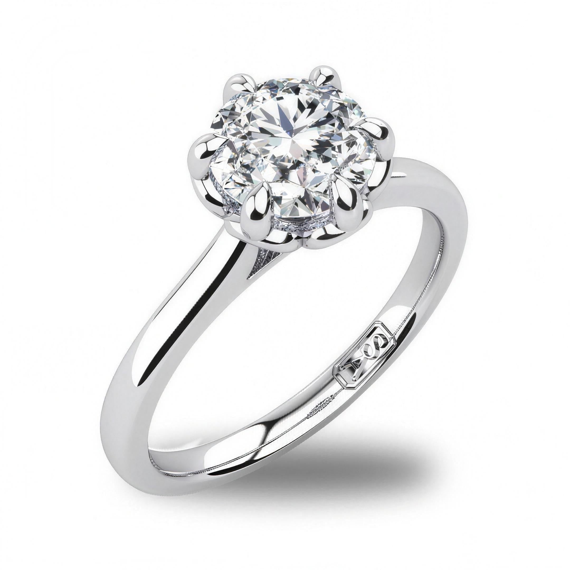 'Tulip' Round Brilliant Cut Engagement Ring