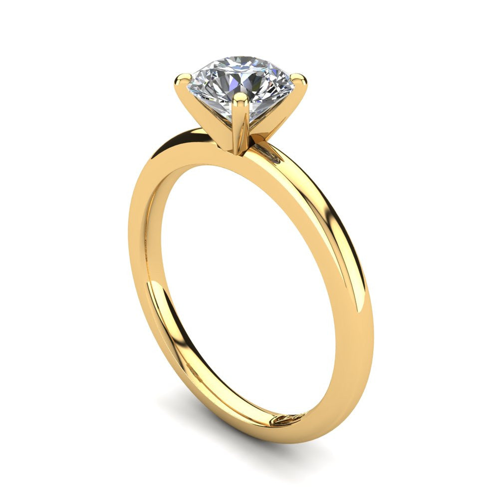 18kt Yellow Gold, Solitaire Setting with Half Round Band