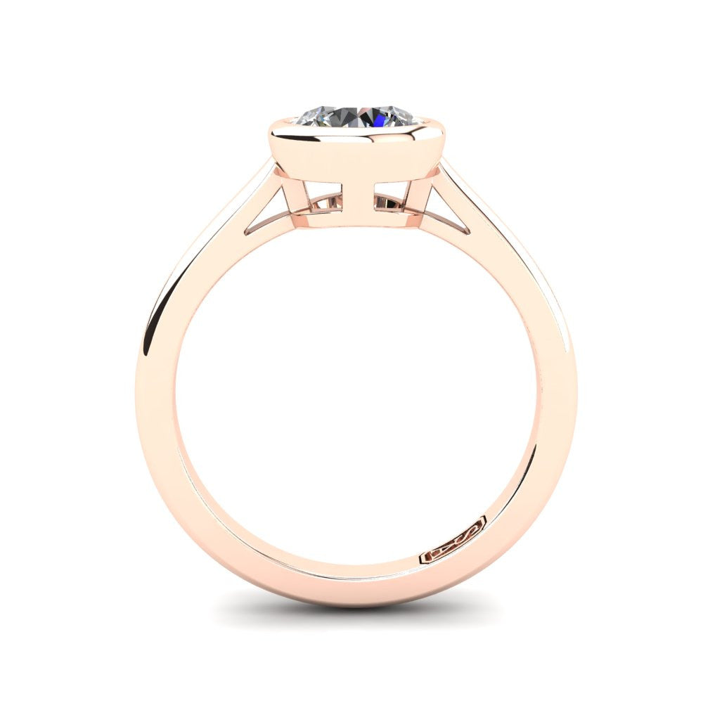 18kt Rose Gold, Bezel Solitaire Setting with Half Round Band