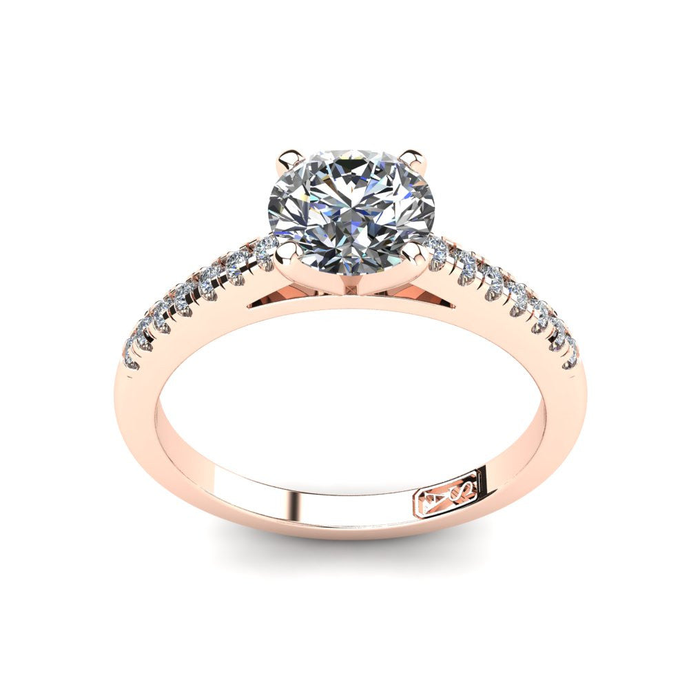 18kt Rose Gold, Solitaire Setting with Accent Stones