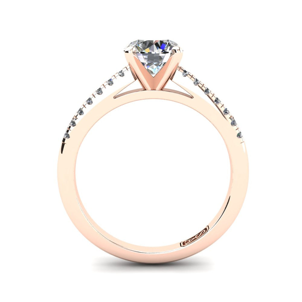 18kt Rose Gold, Solitaire Setting with Accent Stones