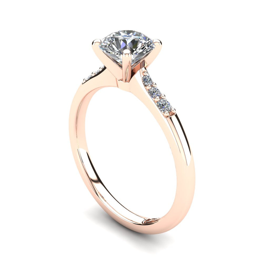 18kt Rose Gold, Solitaire Setting with Tapered Accent Stones