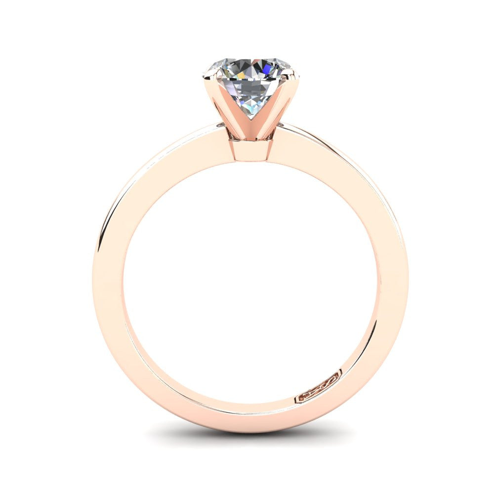 18kt Rose Gold, Solitaire Setting with Tapered Band