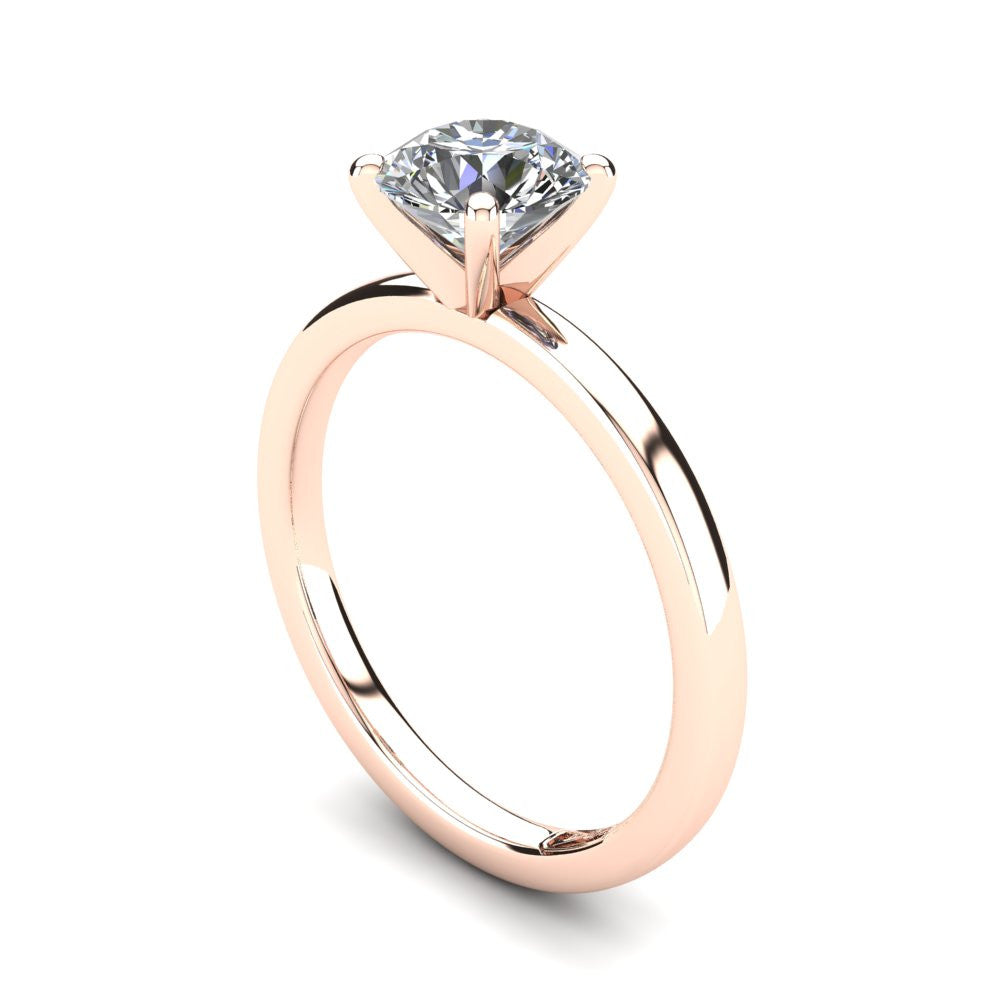 18kt Rose Gold, Solitaire Setting with Flat Round Band