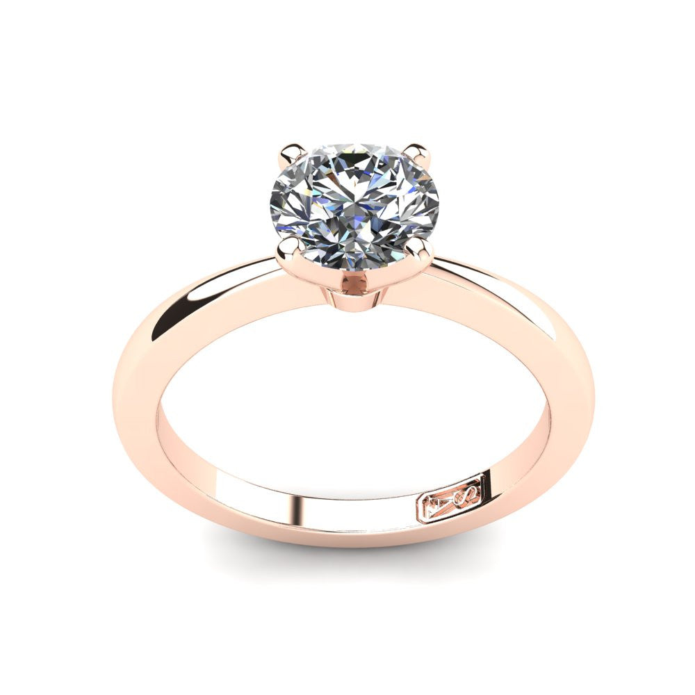 18kt Rose Gold, Solitaire Setting with Tapered Band