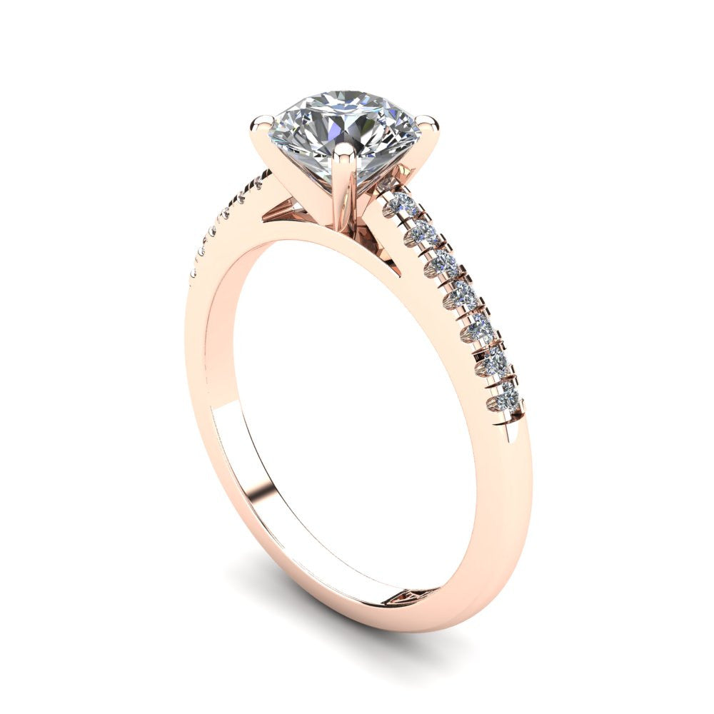 18kt Rose Gold, Solitaire Setting with Accent Stones