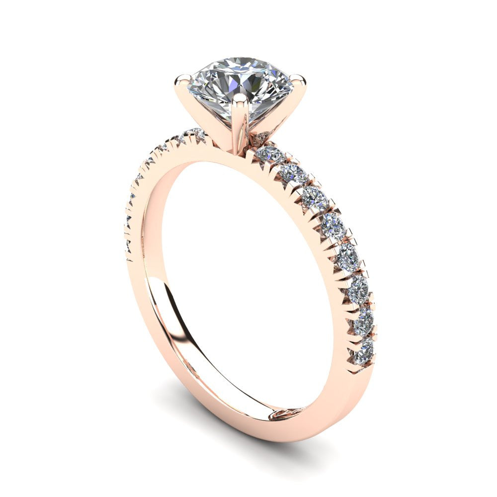 18kt Rose Gold, Solitaire Setting with Claw set Accent Stones