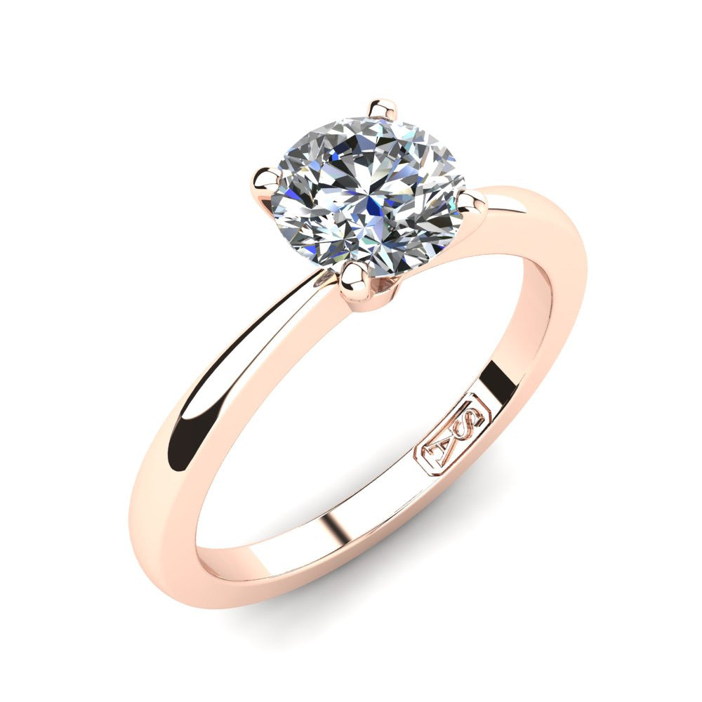 18kt Rose Gold, Solitaire Setting with Tapered Band