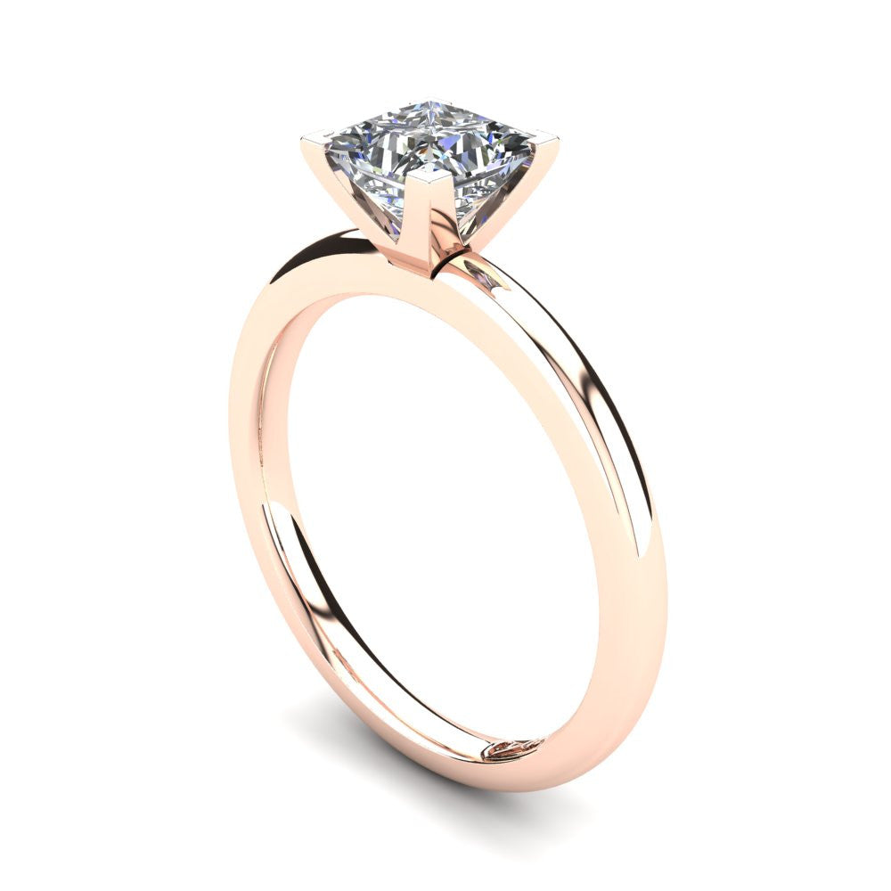 18kt Rose Gold, Solitaire Setting with Half Round Band