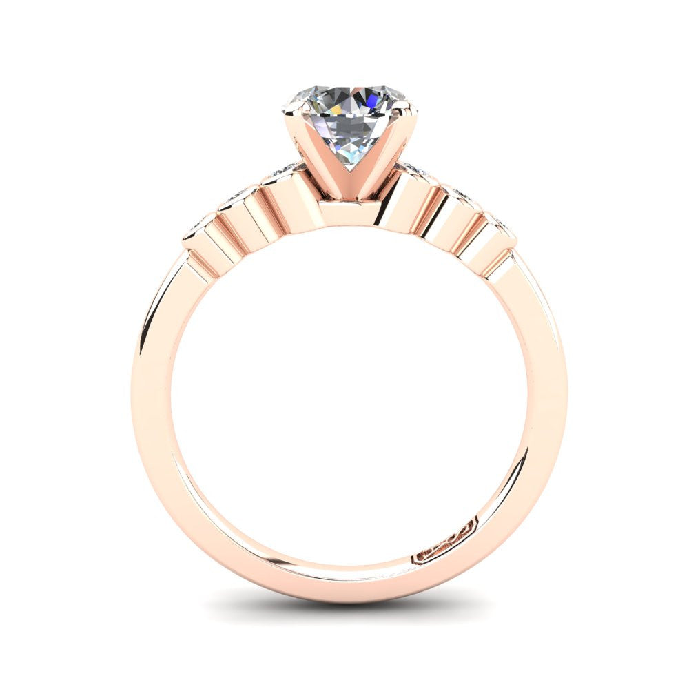 18kt Rose Gold, Solitaire Setting with Bezel set Accent Stones