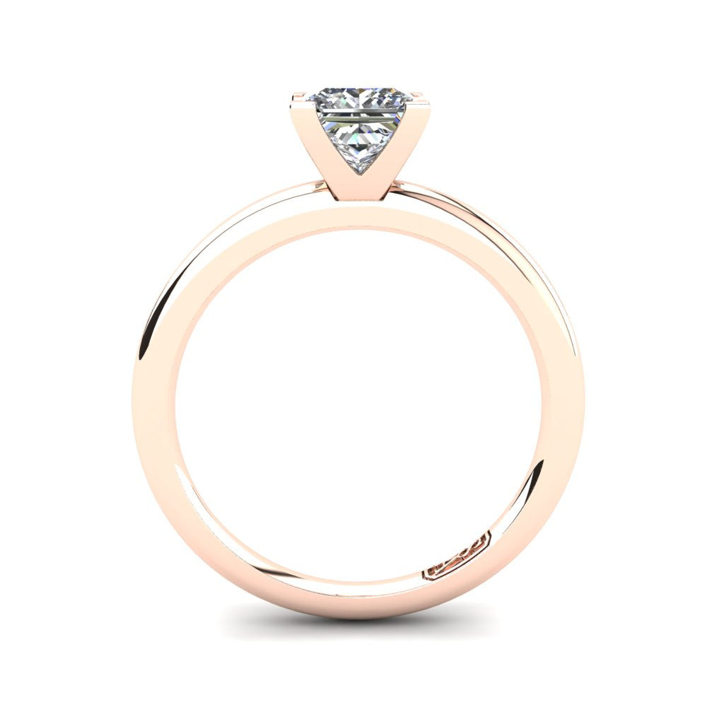 18kt Rose Gold, Solitaire Setting with Half Round Band