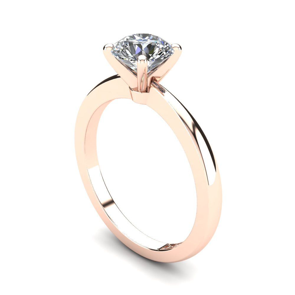 18kt Rose Gold, Solitaire Setting with Tapered Band