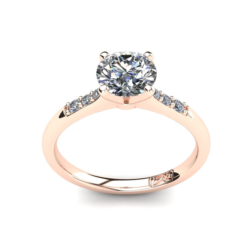 18kt Rose Gold, Solitaire Setting with Tapered Accent Stones
