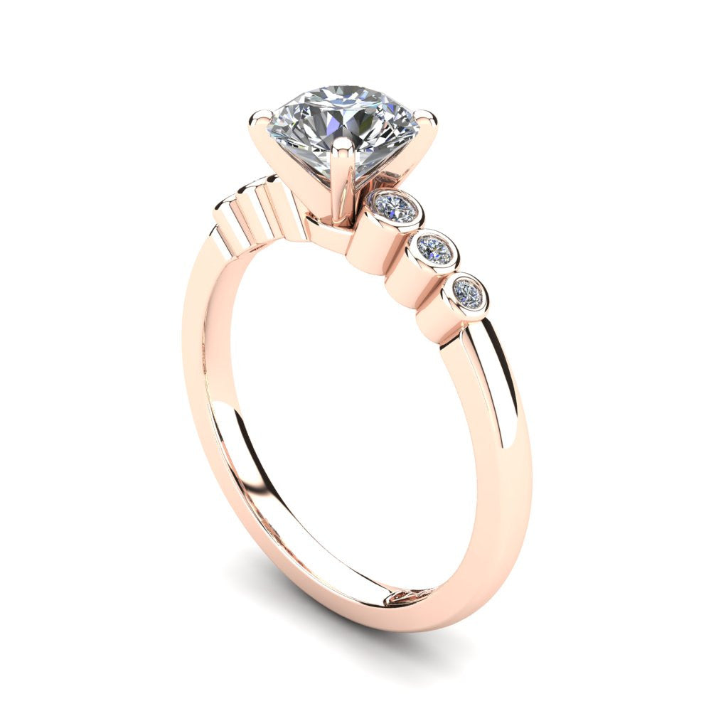 18kt Rose Gold, Solitaire Setting with Bezel set Accent Stones