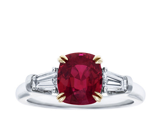 Cushion Cut Ruby and Diamond Ring