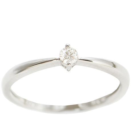 Round Brilliant prong set Diamond ring in 18kt White gold