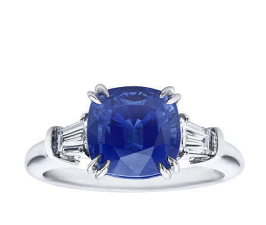 Cushion Cut Sapphire and Diamond Ring