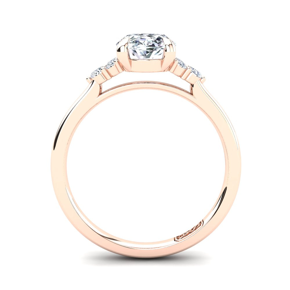 18kt Rose Gold, 4 Claw Solitaire Setting with Cluster Accent Stones