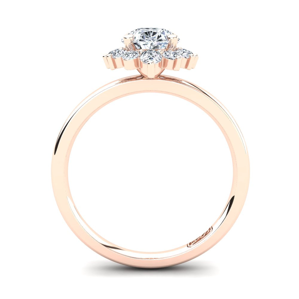18kt Rose Gold Solitaire Setting with Half Halo