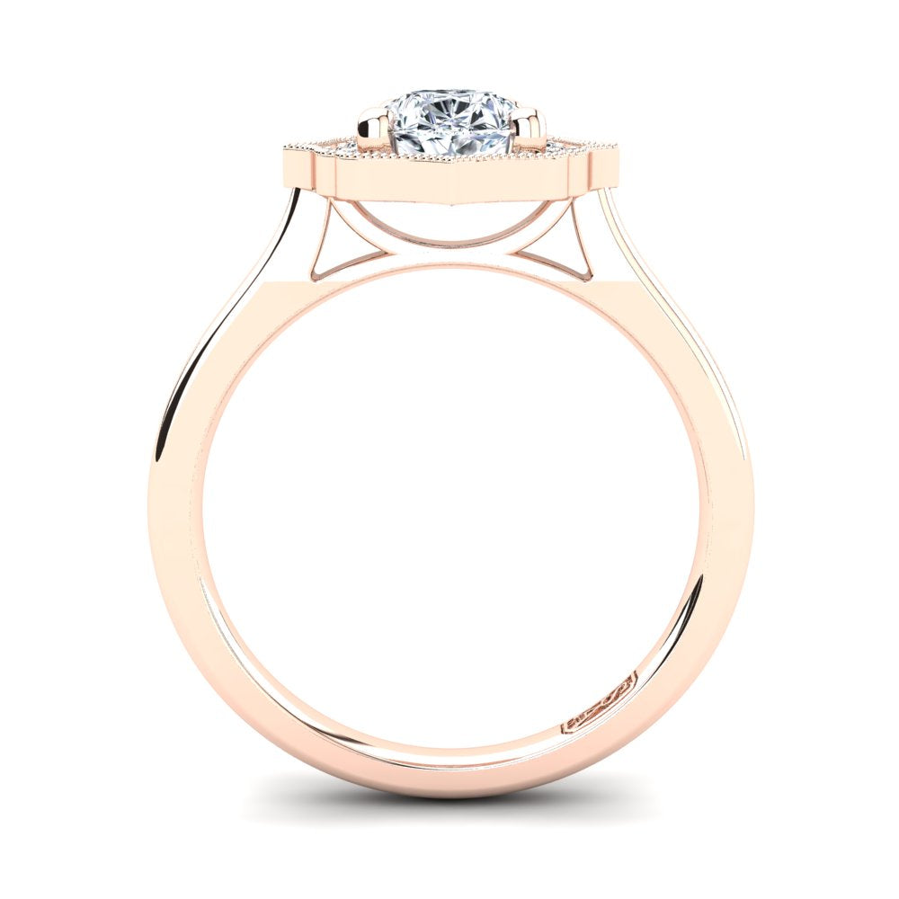 18kt Rose Gold Vintage Solitaire Setting with Halo