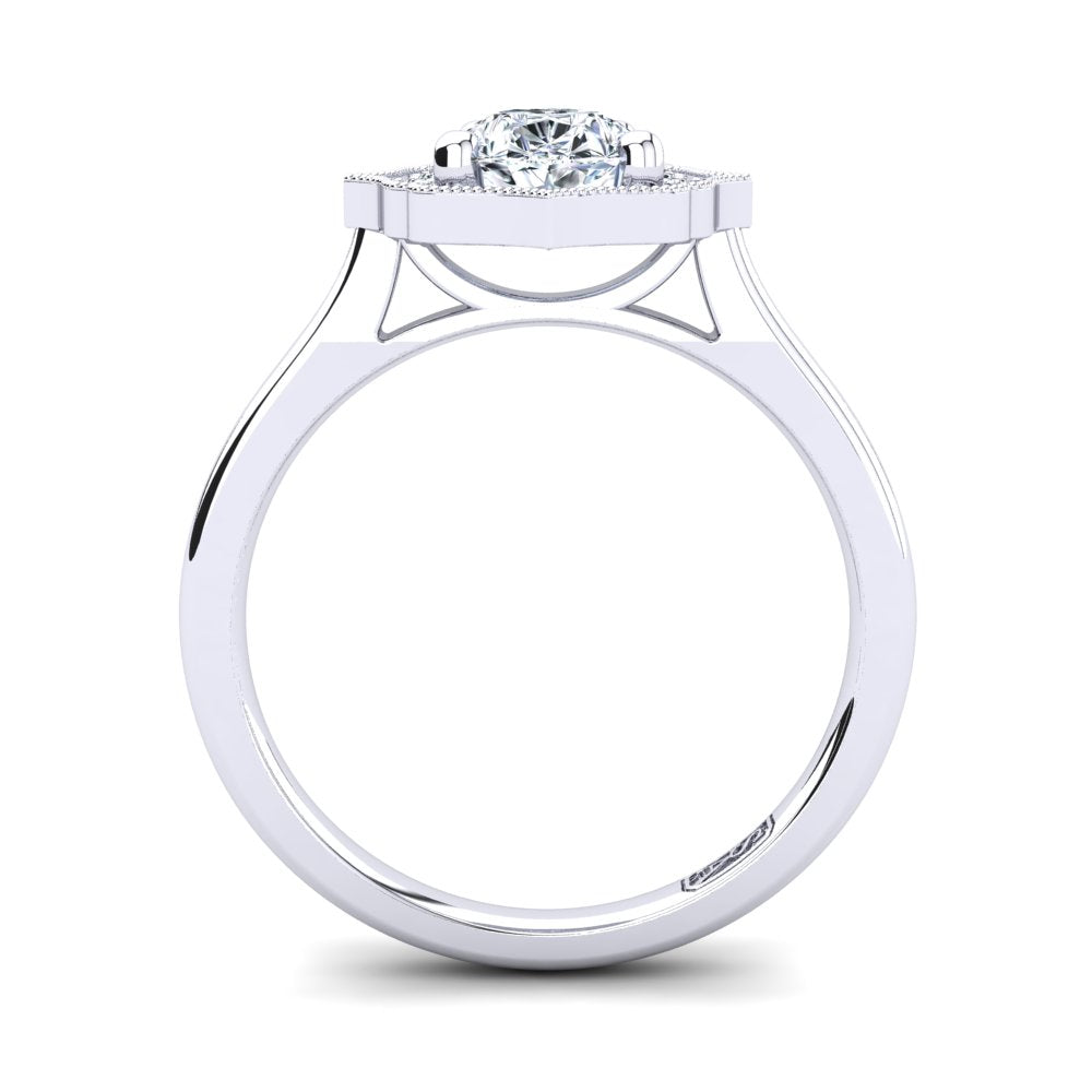 Platinum Vintage Solitaire Setting with Halo
