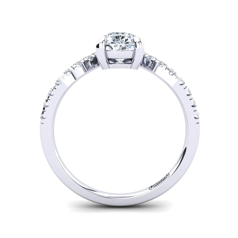 Platinum Dual Stone Pear with Accent Stones U-Shape Setting