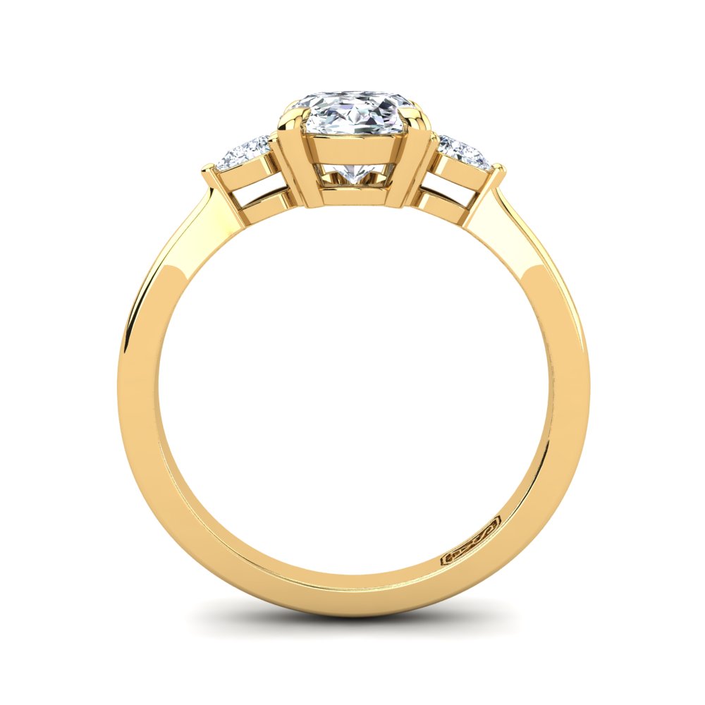 18kt Yellow Gold, 4 Claw Solitaire Setting with Pear Accent Stones