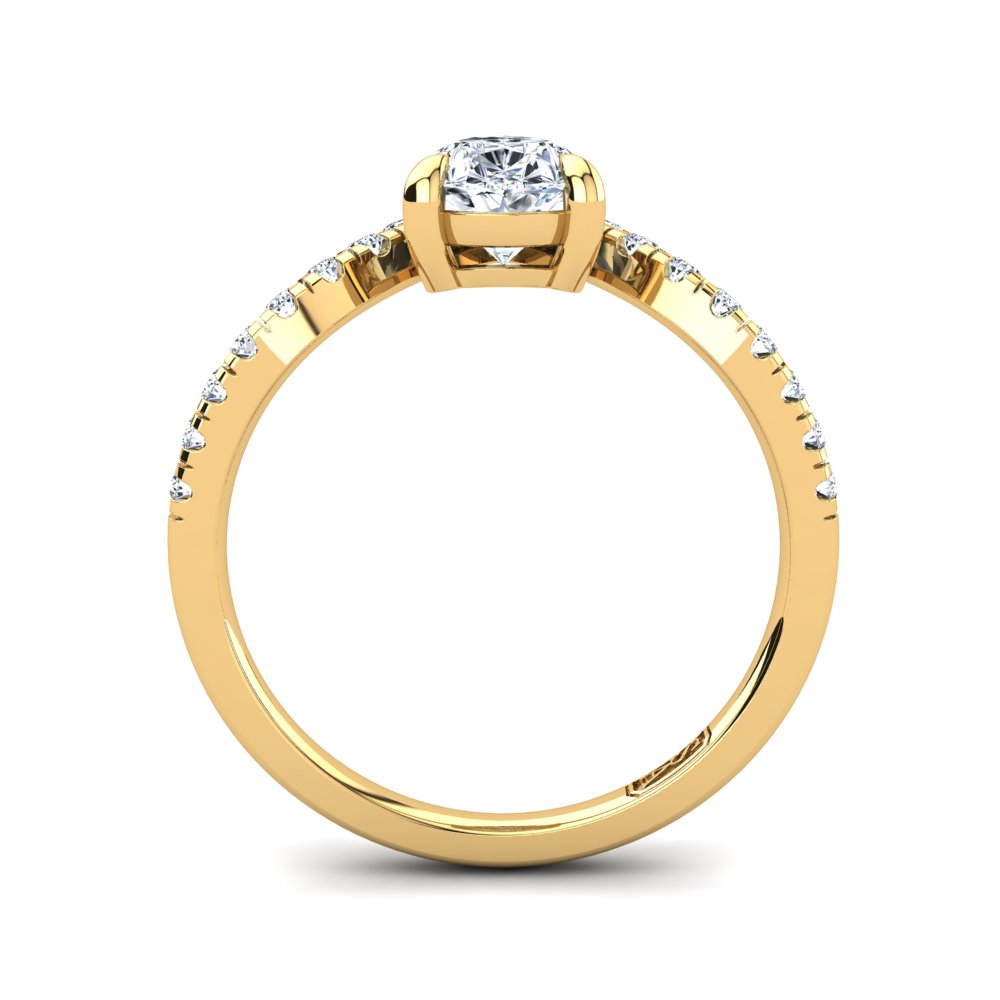 18kt Yellow Gold Dual Stone Pear with Accent Stones U-Shape Setting