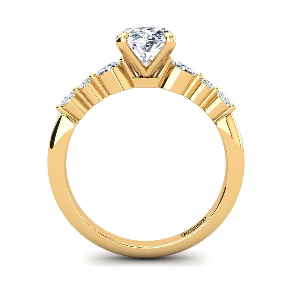 18kt Yellow Gold, 4 Claw Solitaire Setting with Accent Stones