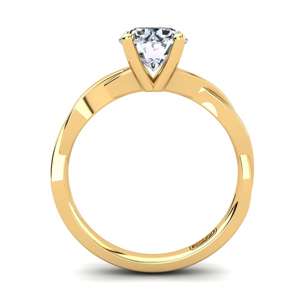 18kt Yellow Gold Solitaire 4 Claw Setting with Twist Band