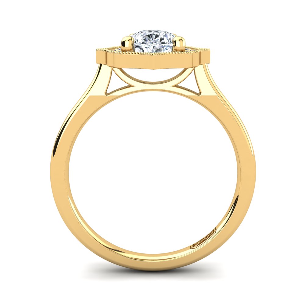 18kt Yellow Gold Vintage Solitaire Setting with Halo