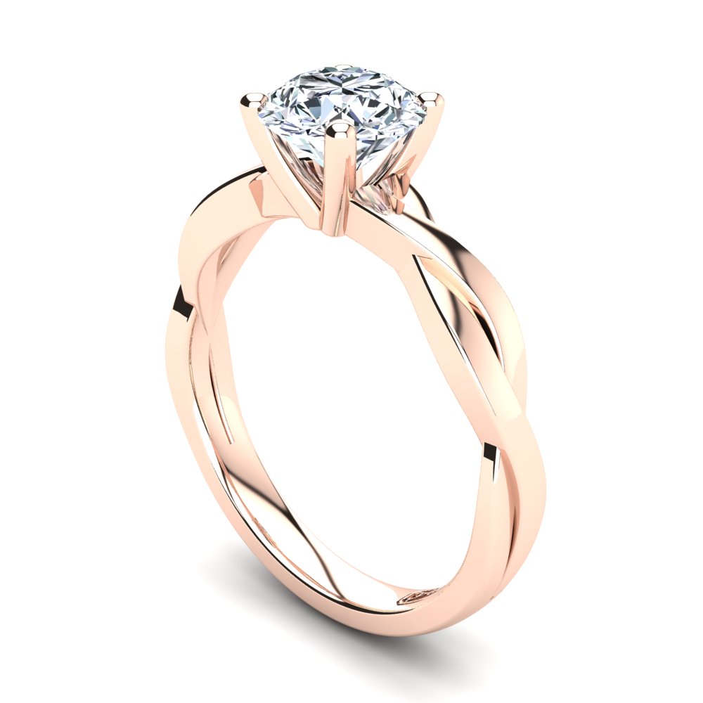 18kt Rose Gold Solitaire 4 Claw Setting with Twist Band