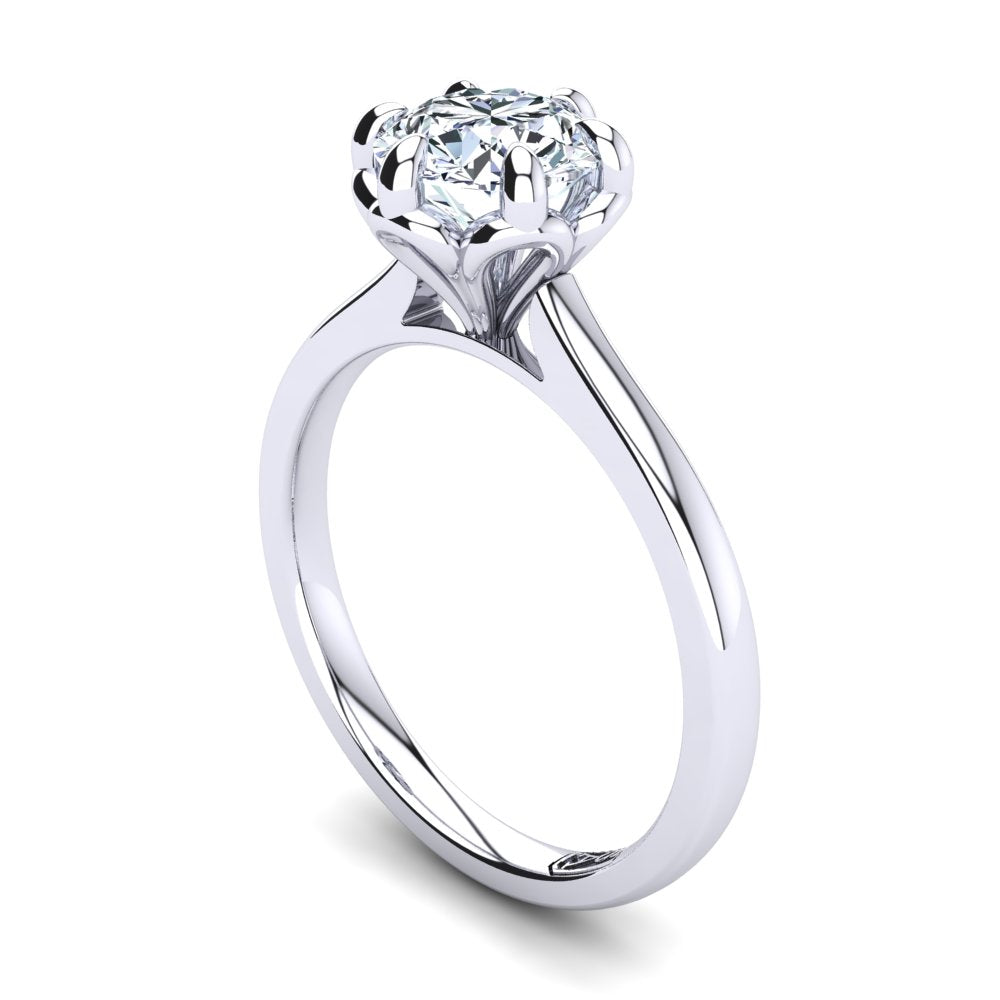 18kt White Gold Solitaire With Petal Setting