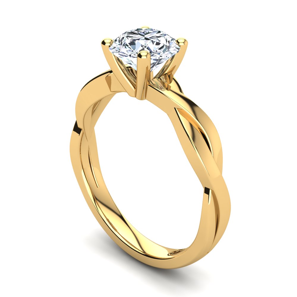 18kt Yellow Gold Solitaire 4 Claw Setting with Twist Band