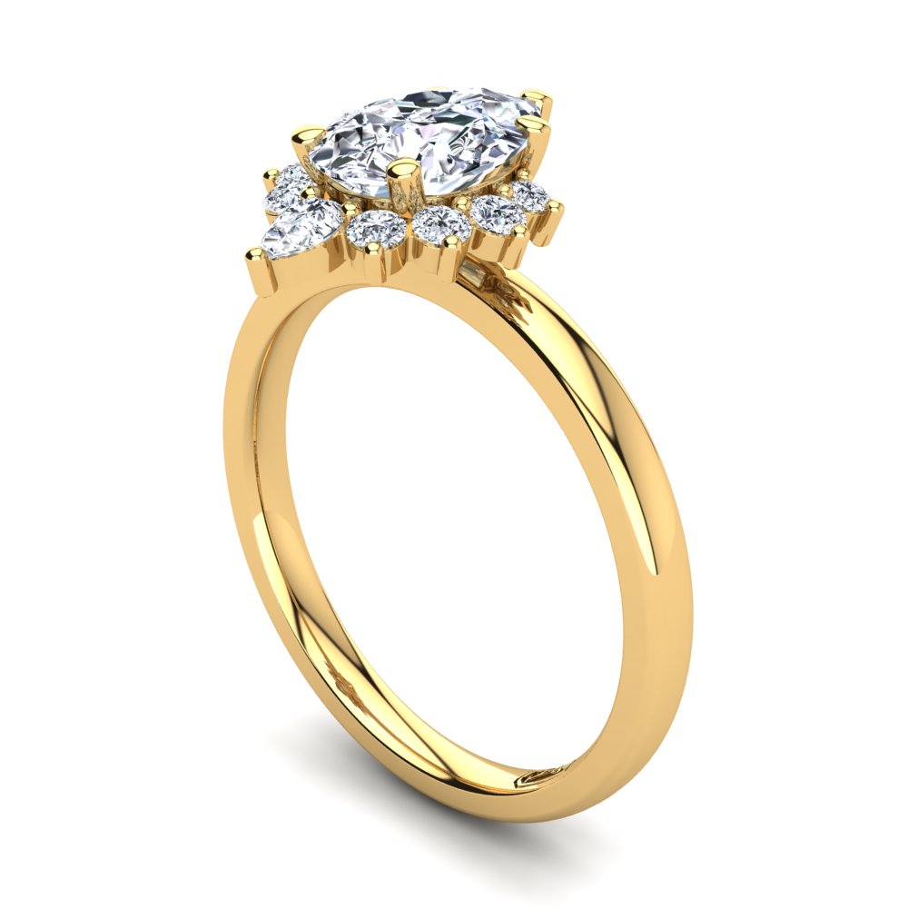 18kt Yellow Gold Solitaire Setting with Half Halo