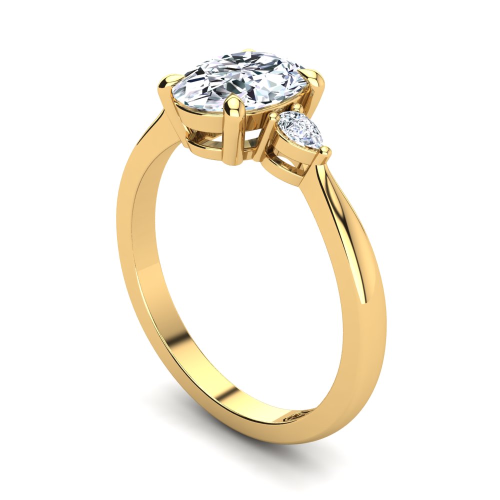 18kt Yellow Gold, 4 Claw Solitaire Setting with Pear Accent Stones