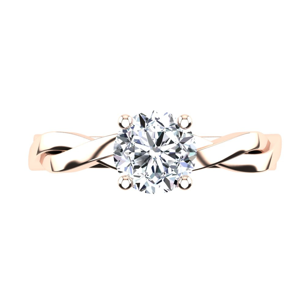 18kt Rose Gold Solitaire 4 Claw Setting with Twist Band