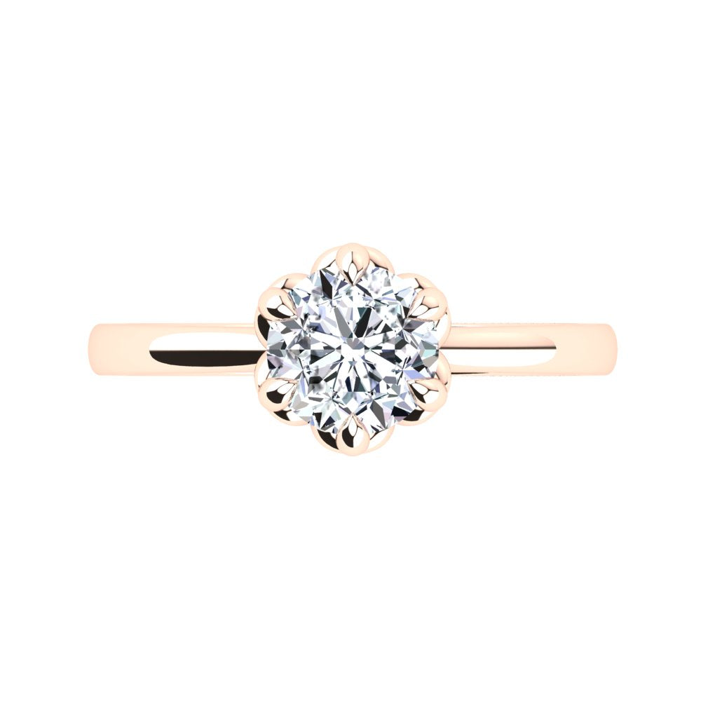 18kt Rose Gold Solitaire With Petal Setting