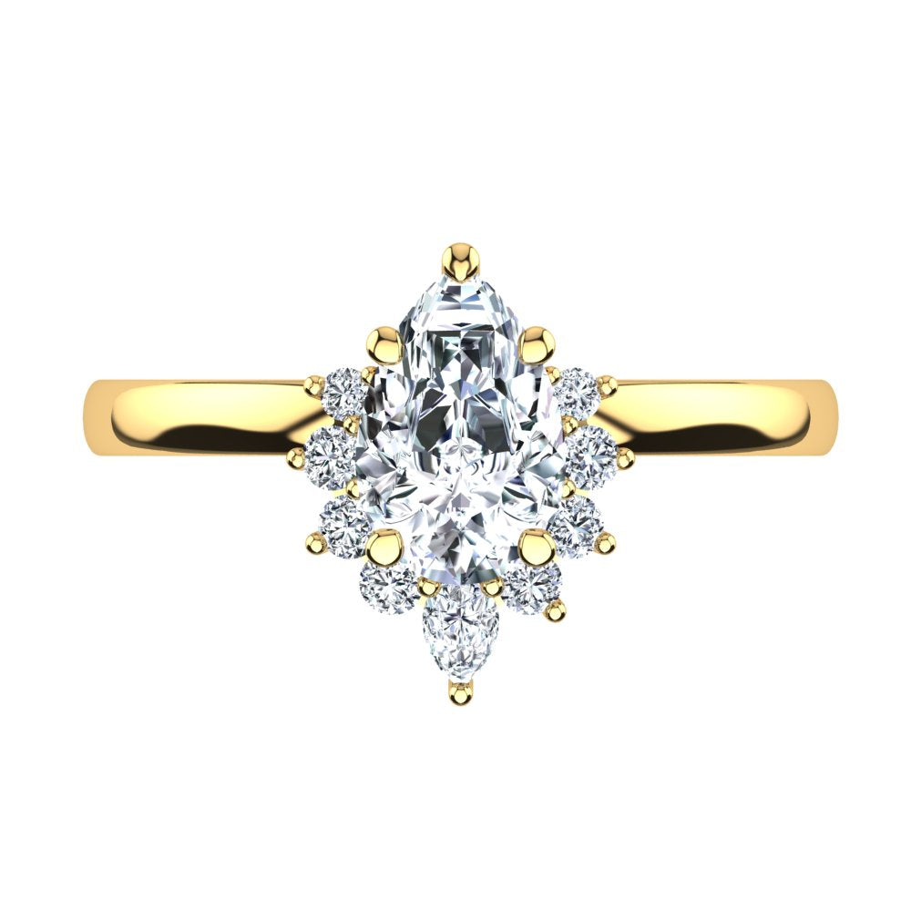 18kt Yellow Gold Solitaire Setting with Half Halo